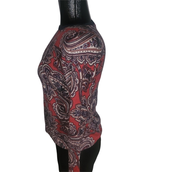 Ann Taylor Red and Brown Paisley Long Sleeve Top S - Picture 4 of 6